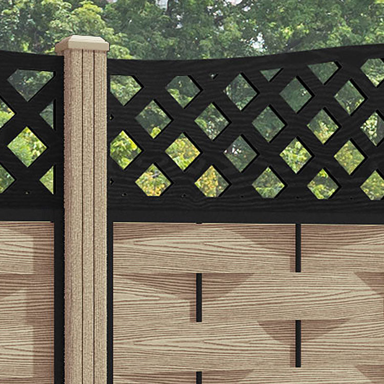 Ripple High Wave Fence Panel - Light Oak - with our composite posts
