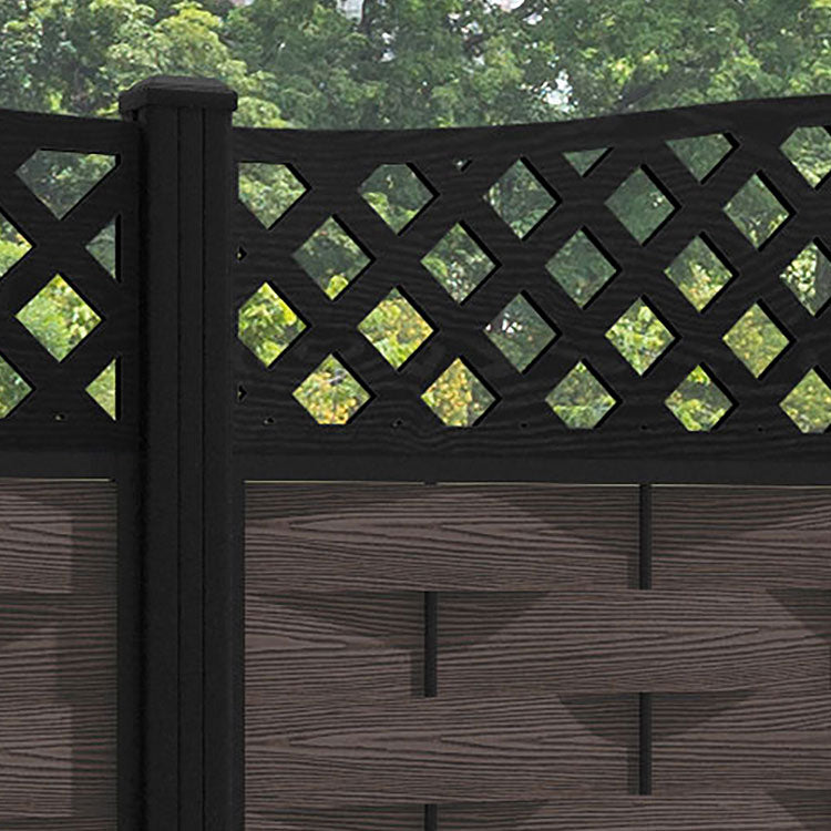 Ripple High Wave Fence Panel - Mid Brown - with our aluminium posts
