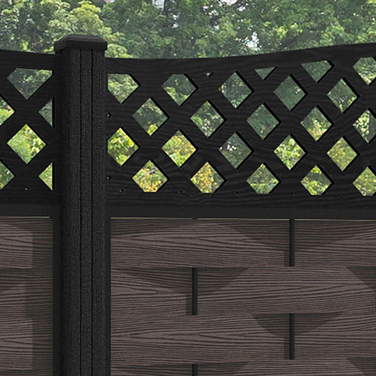 Ripple High Wave Fence Panel - Mid Brown - with our composite posts