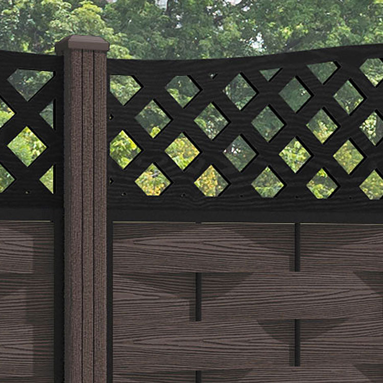 Ripple High Wave Fence Panel - Mid Brown - with our composite posts