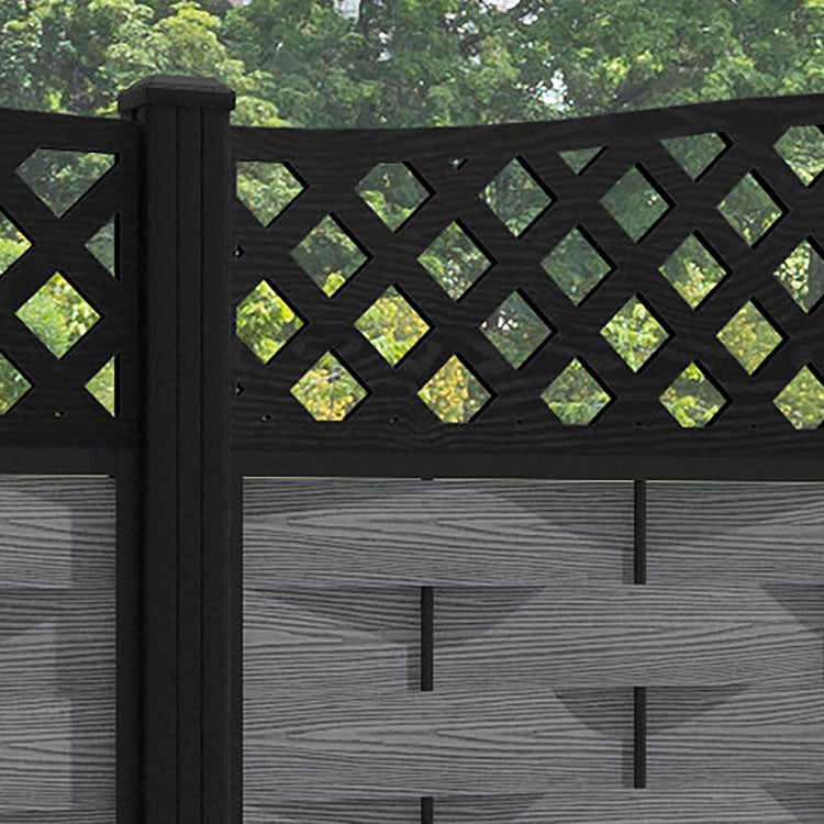 Ripple High Wave Fence Panel - Mid Grey - with our aluminium posts