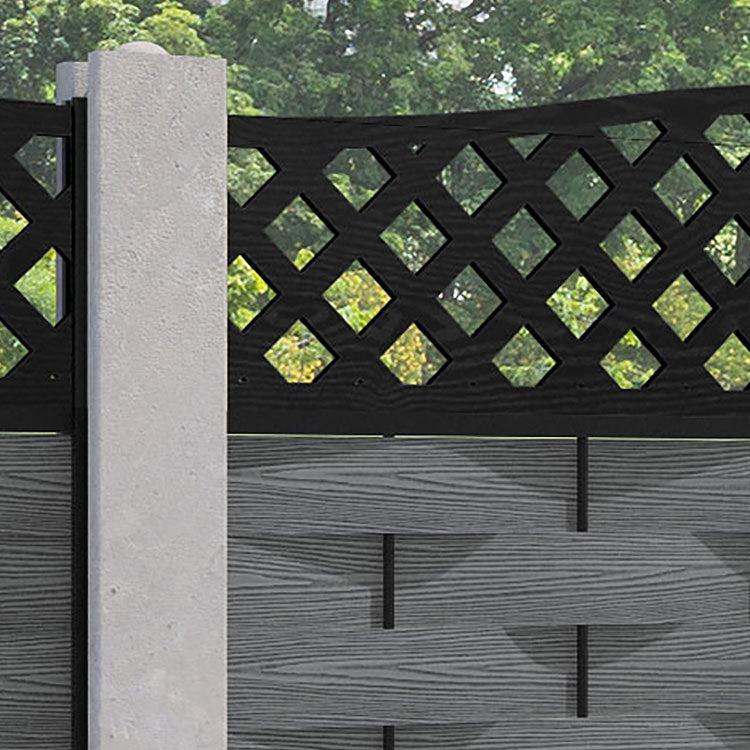 Ripple High Wave Fence Panel - Mid Grey - for existing concrete posts