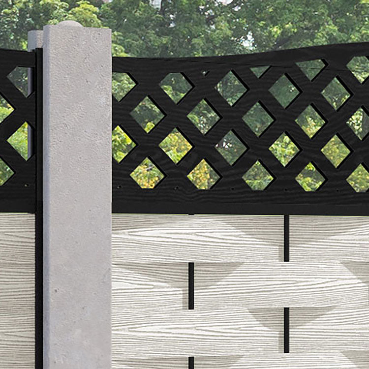 Ripple High Wave Fence Panel - Light Stone - for existing concrete posts