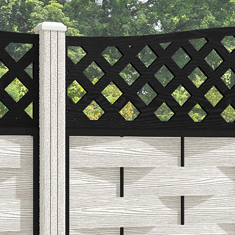 Ripple High Wave Fence Panel - Light Stone - with our composite posts