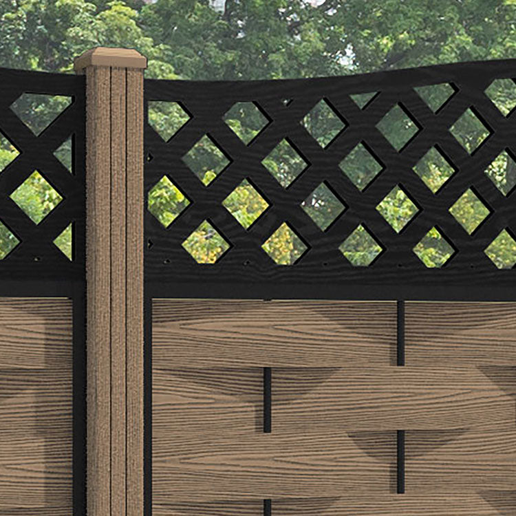 Ripple High Wave Fence Panel - Teak - with our composite posts
