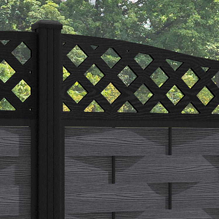Ripple Low Wave Fence Panel - Dark Grey - with our aluminium posts