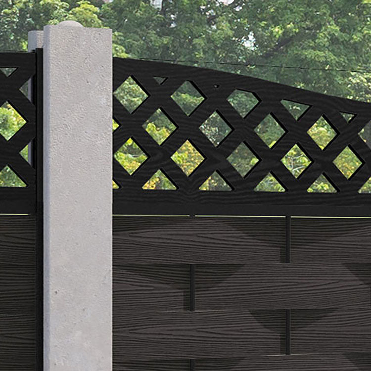 Ripple Low Wave Fence Panel - Dark Oak - for existing concrete posts