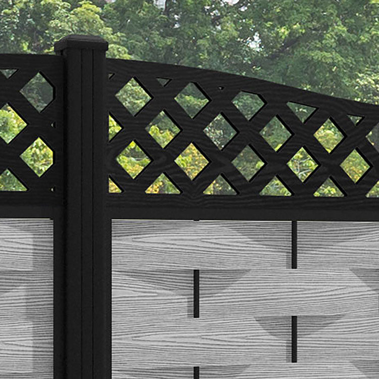 Ripple Low Wave Fence Panel - Light Grey - with our aluminium posts