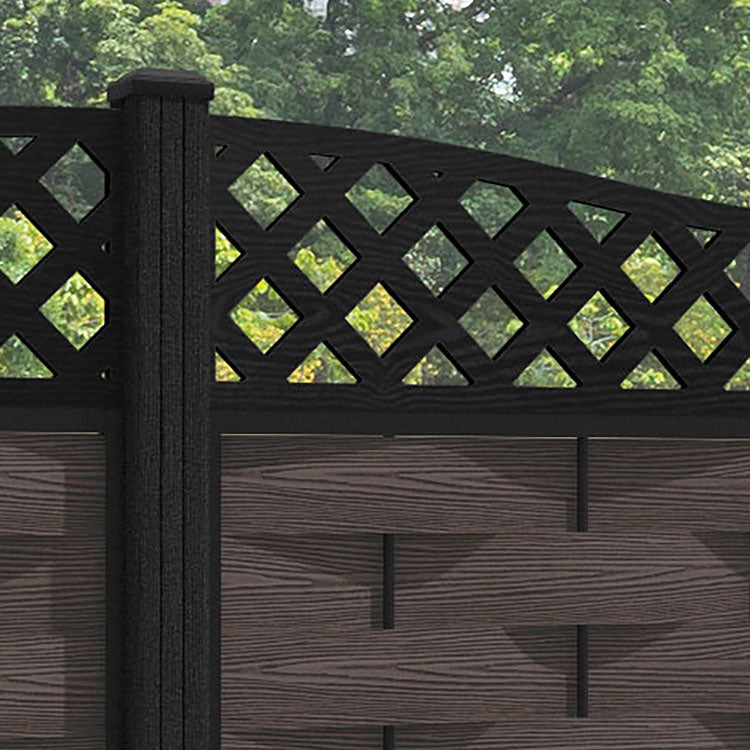 Ripple Low Wave Fence Panel - Mid Brown - with our composite posts