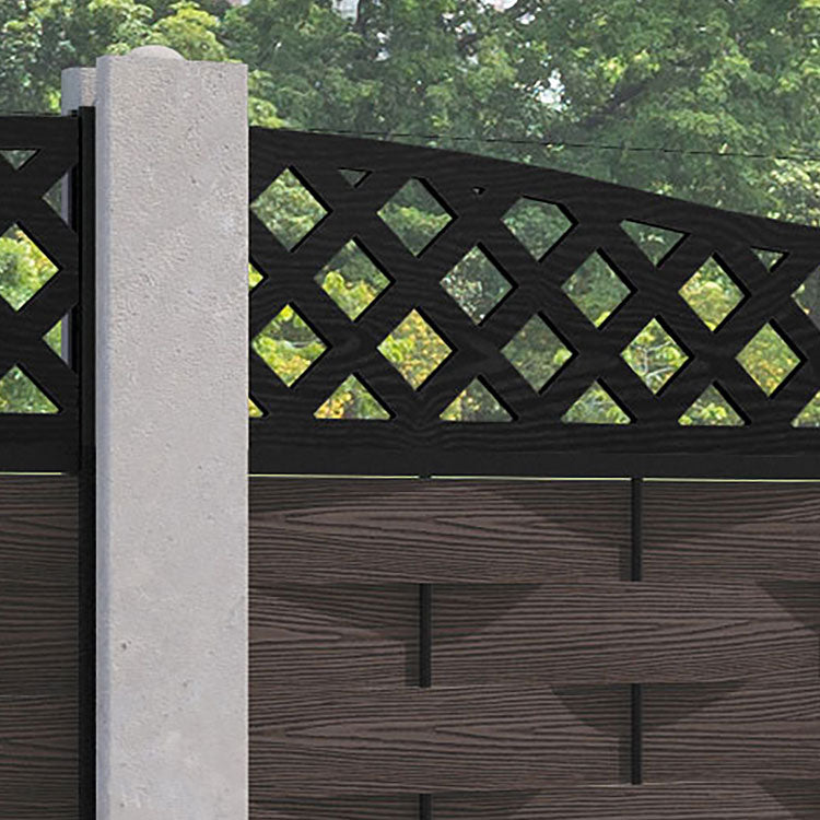 Ripple Low Wave Fence Panel - Mid Brown - for existing concrete posts