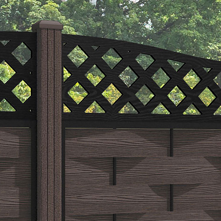Ripple Low Wave Fence Panel - Mid Brown - with our composite posts