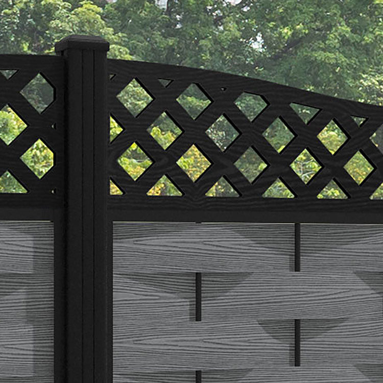 Ripple Low Wave Fence Panel - Mid Grey - with our aluminium posts
