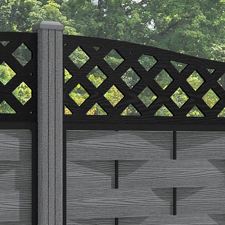 Ripple Low Wave Fence Panel - Mid Grey - with our composite posts