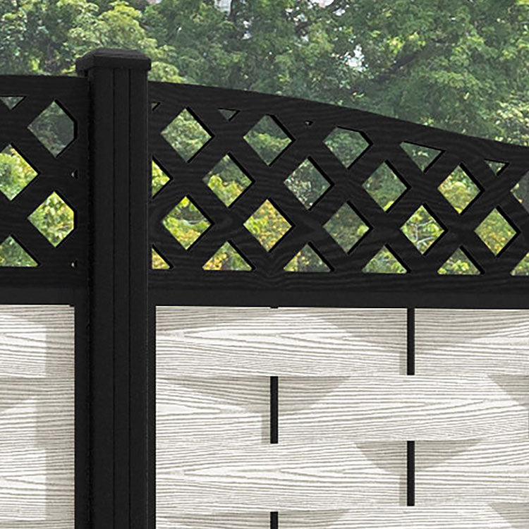 Ripple Low Wave Fence Panel - Light Stone - with our aluminium posts