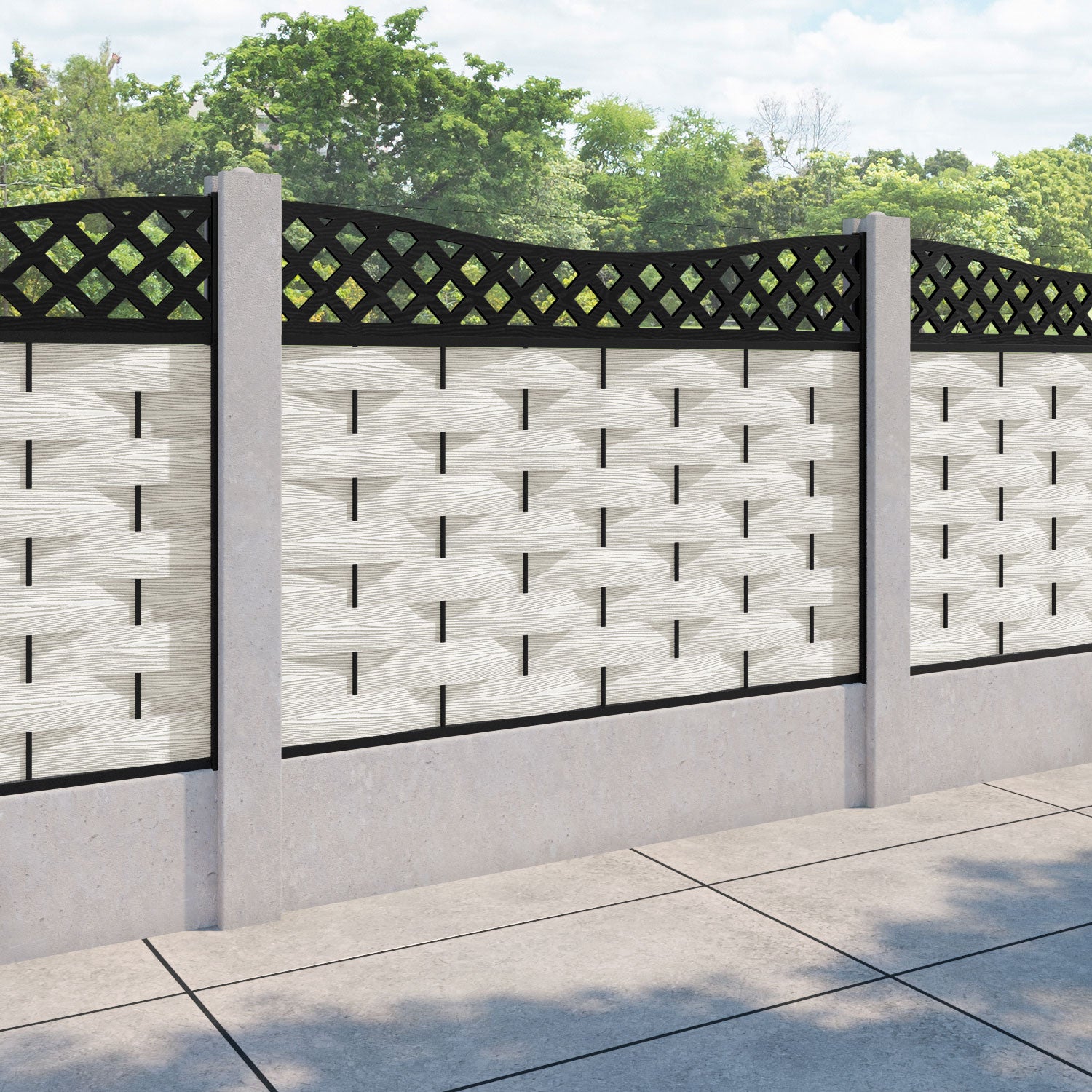 Ripple Low Wave Fence Panel - Light Stone - for existing concrete posts