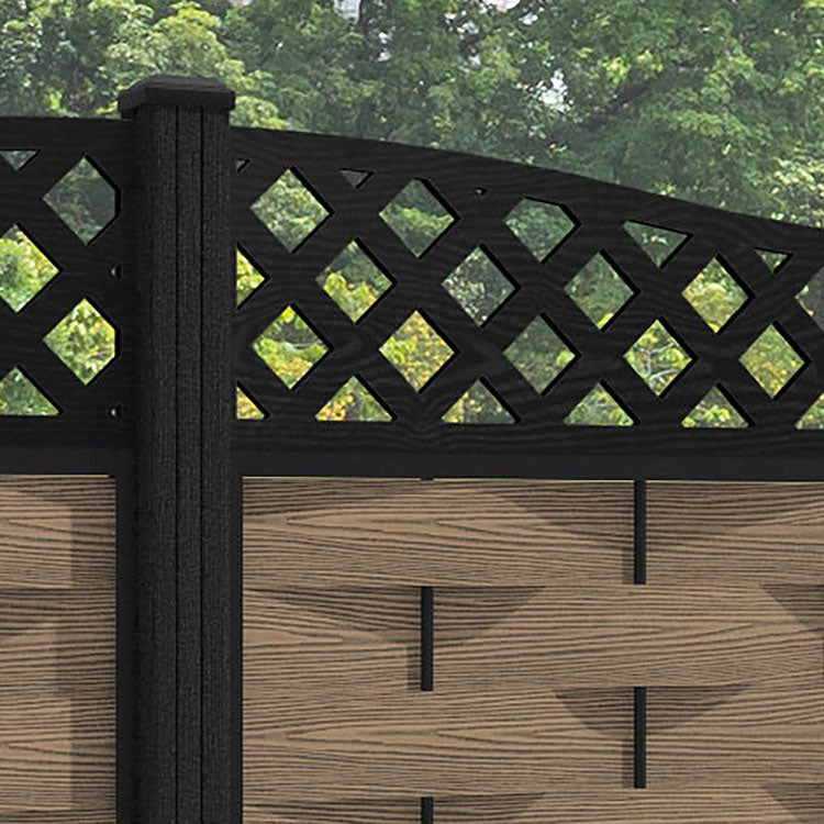 Ripple Low Wave Fence Panel - Teak - with our composite posts