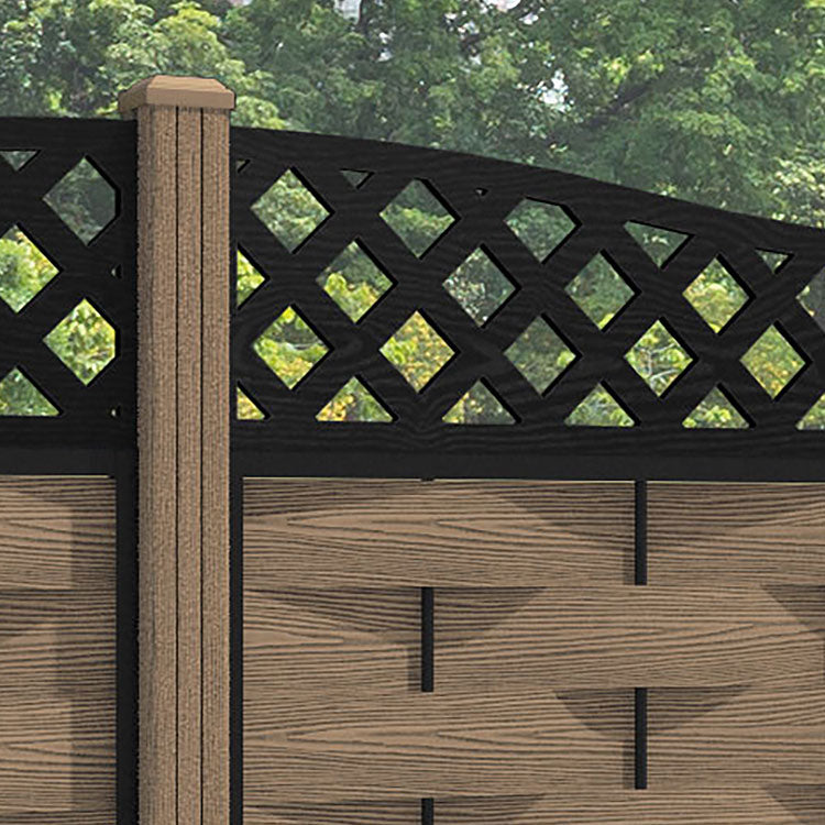 Ripple Low Wave Fence Panel - Teak - with our composite posts