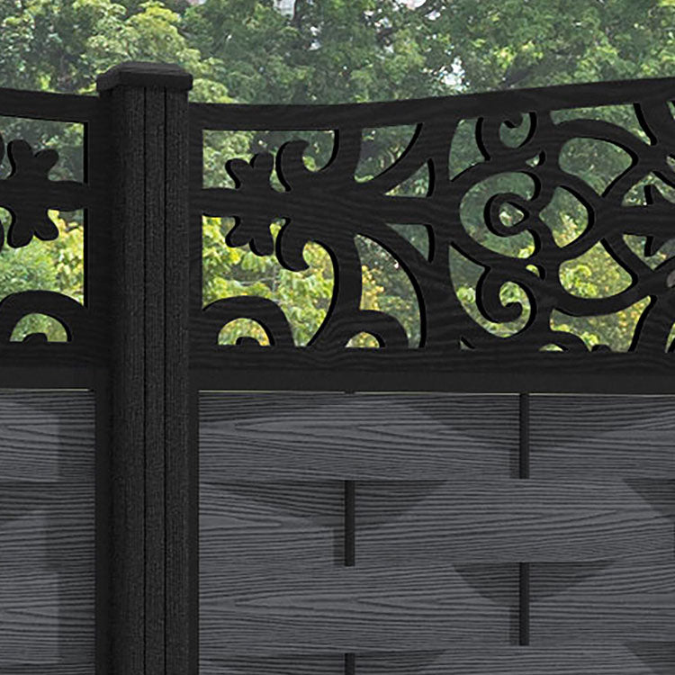 Ripple Windsor Curved Top Fence Panel - Dark Grey - with our composite posts