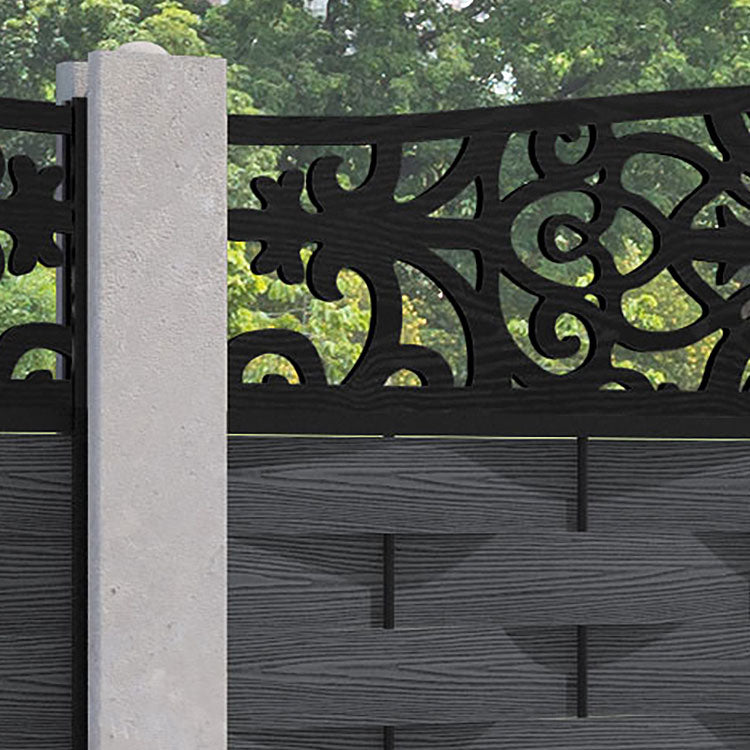 Ripple Windsor Curved Top Fence Panel - Dark Grey - for existing concrete posts