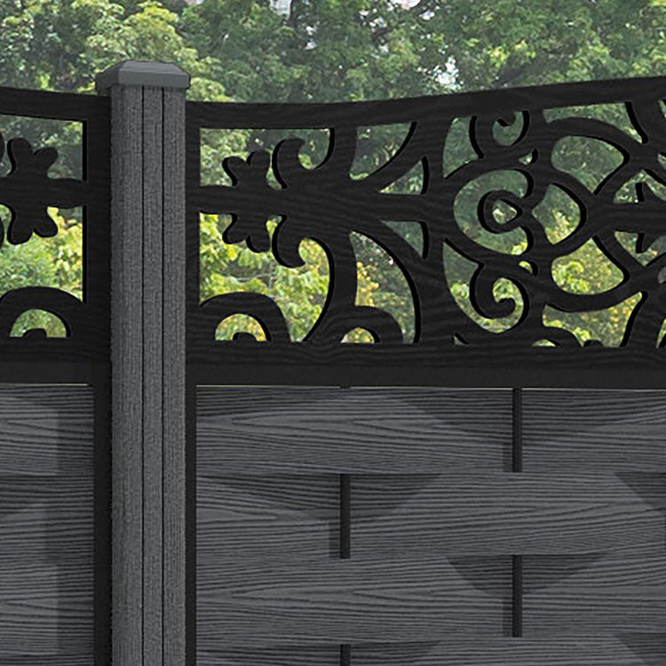 Ripple Windsor Curved Top Fence Panel - Dark Grey - with our composite posts