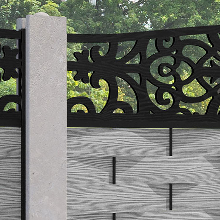 Ripple Windsor Curved Top Fence Panel - Light Grey - for existing concrete posts