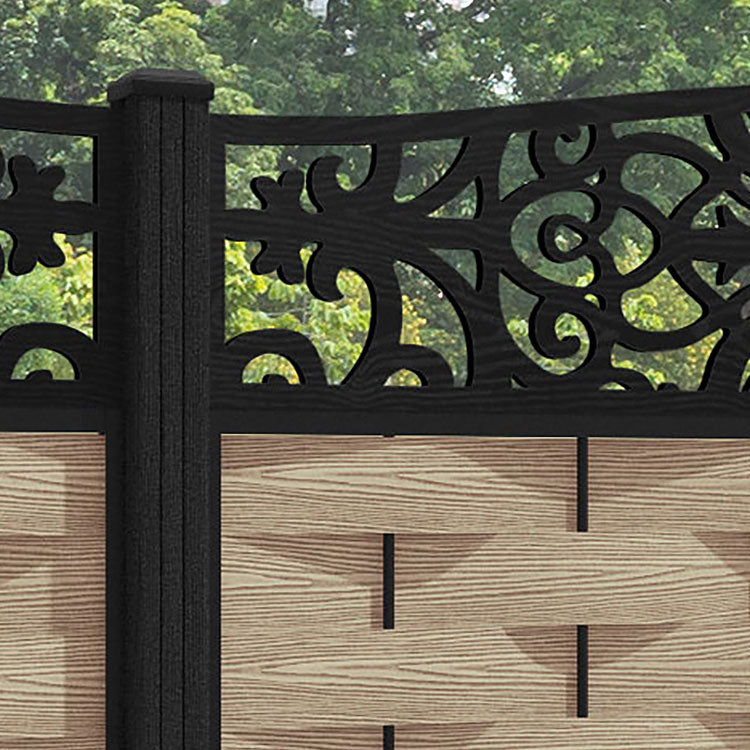 Ripple Windsor Curved Top Fence Panel - Light Oak - with our composite posts