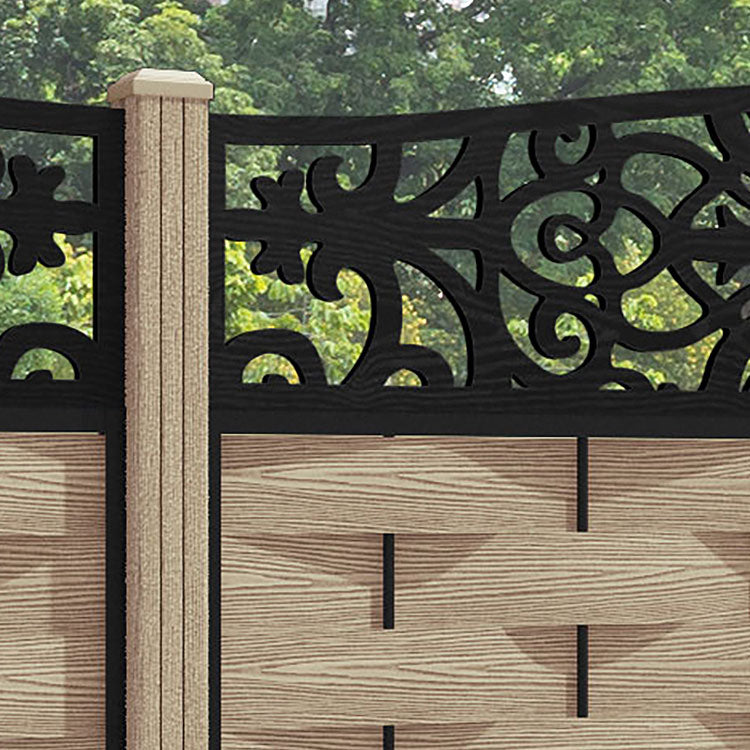 Ripple Windsor Curved Top Fence Panel - Light Oak - with our composite posts