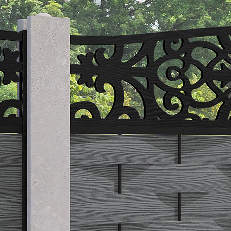 Ripple Windsor Curved Top Fence Panel - Mid Grey - for existing concrete posts