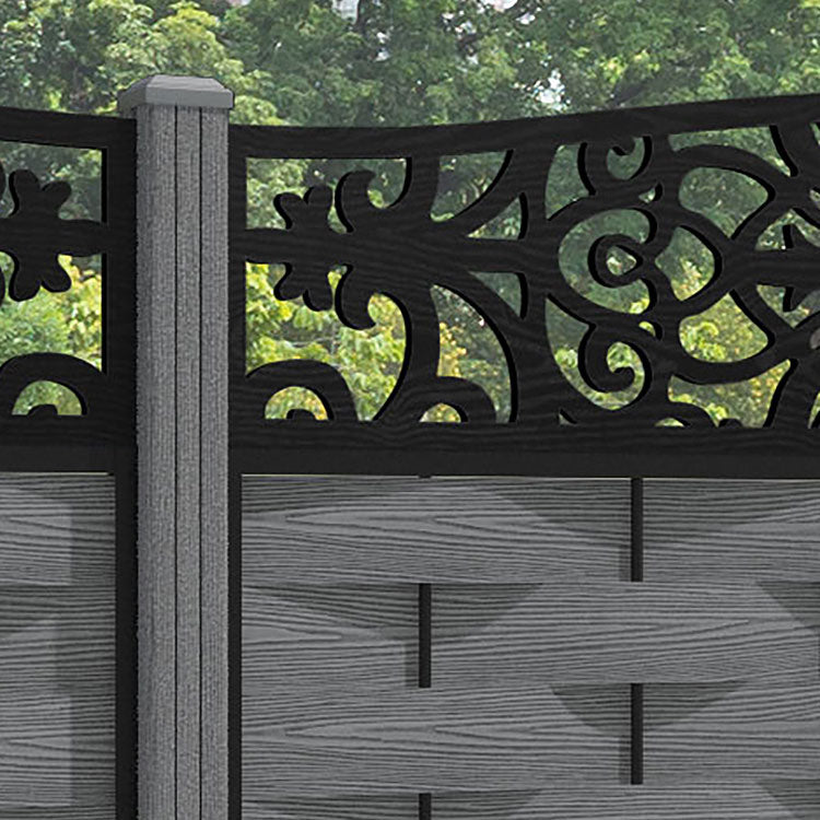 Ripple Windsor Curved Top Fence Panel - Mid Grey - with our composite posts
