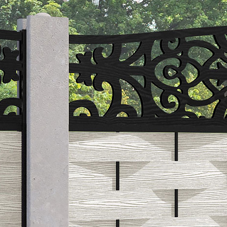 Ripple Windsor Curved Top Fence Panel - Light Stone - for existing concrete posts