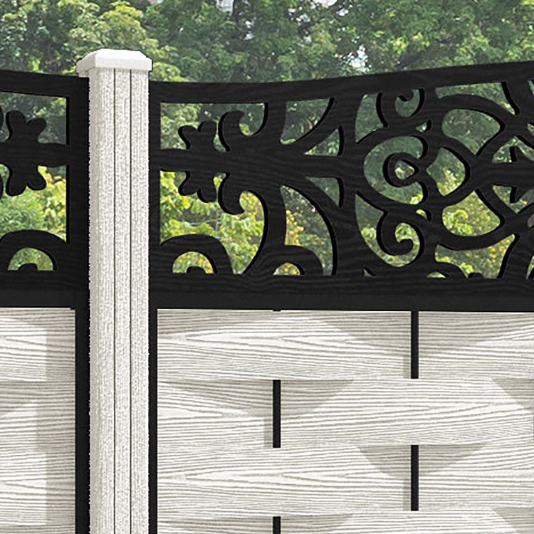 Ripple Windsor Curved Top Fence Panel - Light Stone - with our composite posts