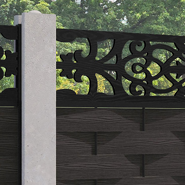Ripple Windsor Fence Panel - Dark Oak - for existing concrete posts