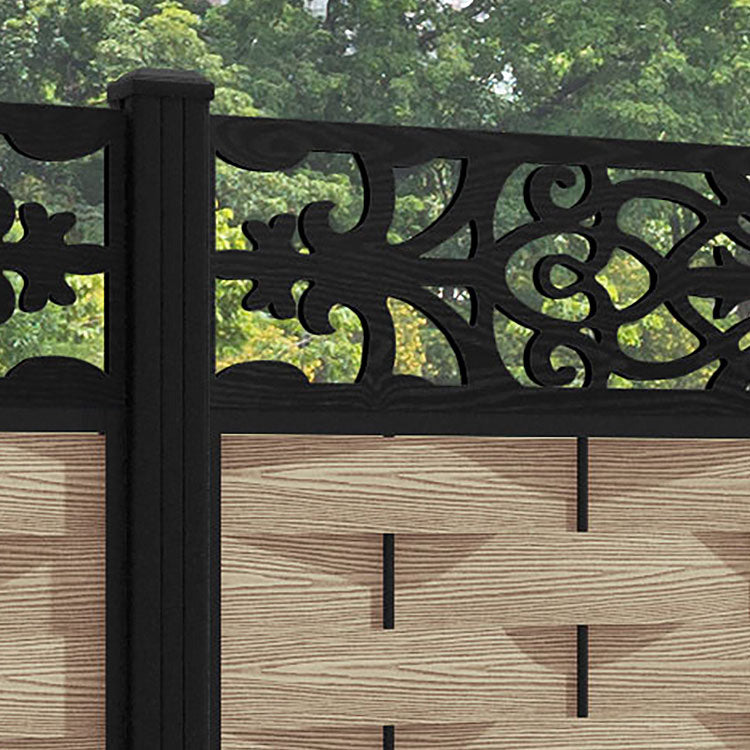 Ripple Windsor Fence Panel - Light Oak - with our aluminium posts