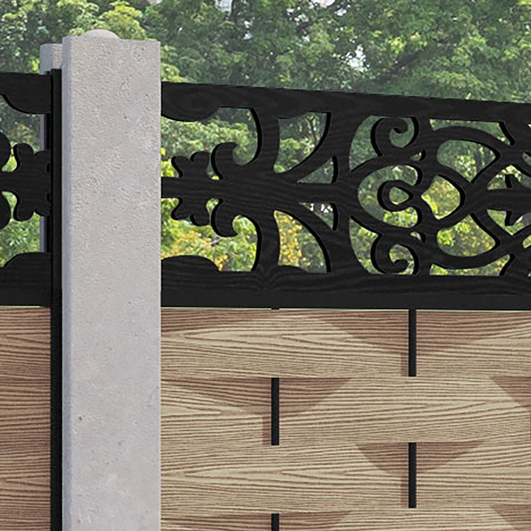 Ripple Windsor Fence Panel - Light Oak - for existing concrete posts