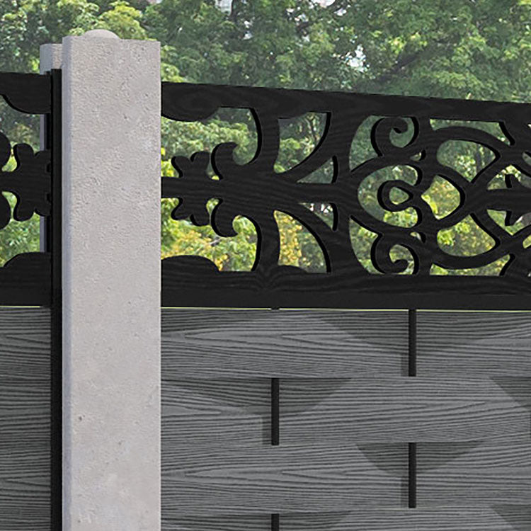 Ripple Windsor Fence Panel - Mid Grey - for existing concrete posts