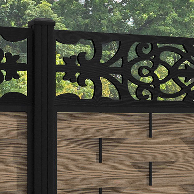 Ripple Windsor Fence Panel - Teak - with our aluminium posts