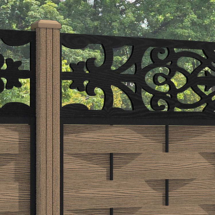 Ripple Windsor Fence Panel - Teak - with our composite posts
