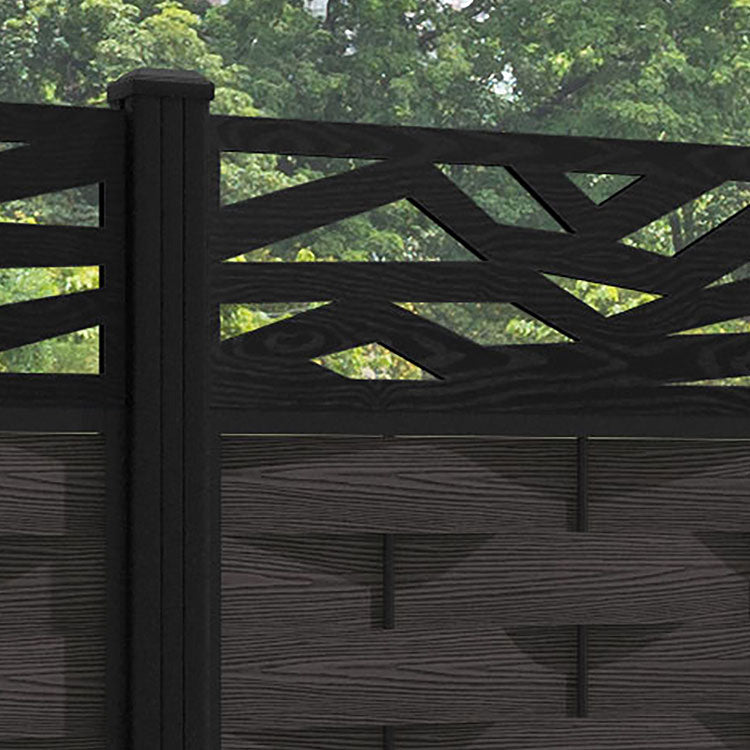 Ripple Zenith Fence Panel - Dark Oak - with our aluminium posts