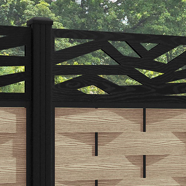 Ripple Zenith Fence Panel - Light Oak - with our aluminium posts
