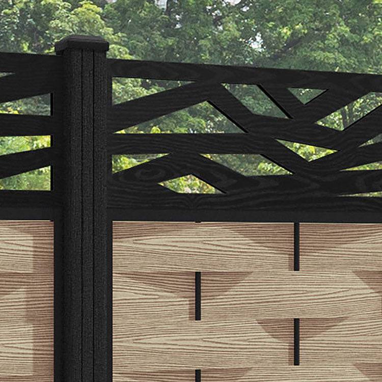 Ripple Zenith Fence Panel - Light Oak - with our composite posts