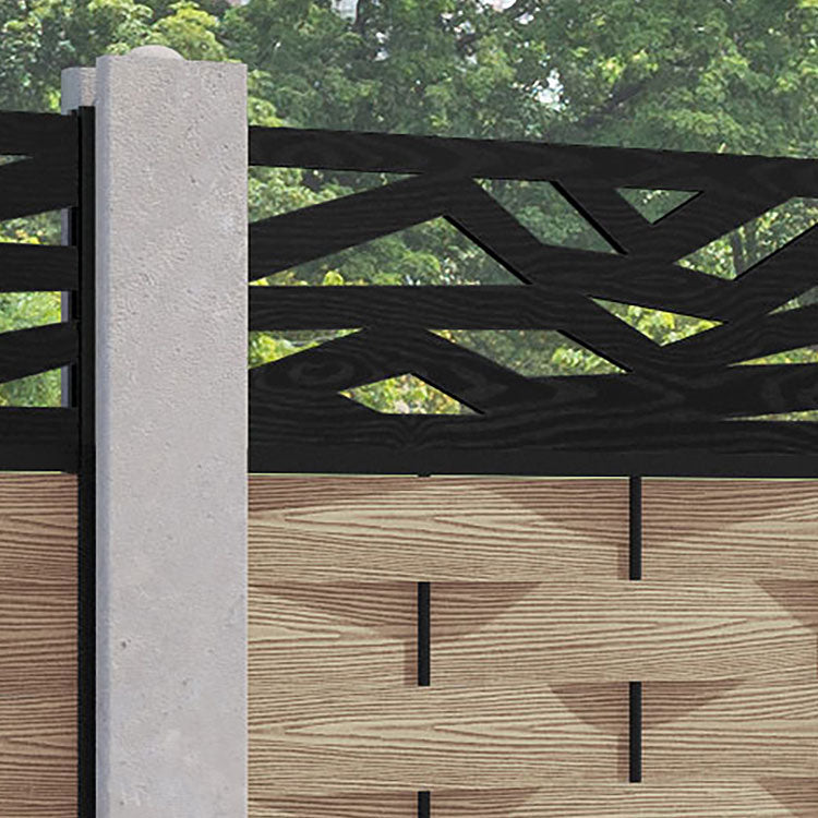 Ripple Zenith Fence Panel - Light Oak - for existing concrete posts