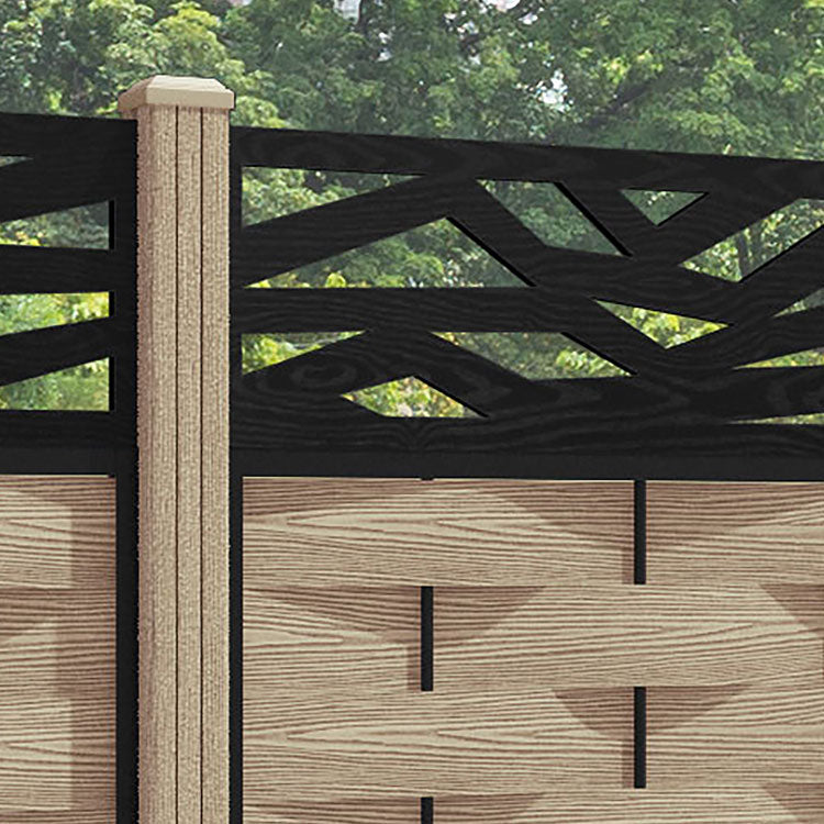 Ripple Zenith Fence Panel - Light Oak - with our composite posts