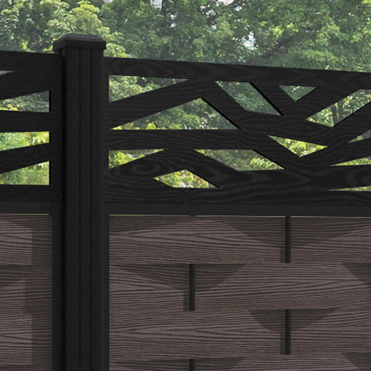 Ripple Zenith Fence Panel - Mid Brown - with our aluminium posts