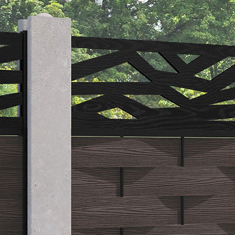 Ripple Zenith Fence Panel - Mid Brown - for existing concrete posts