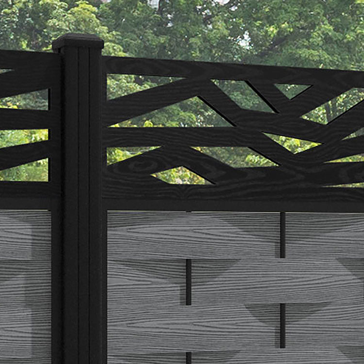 Ripple Zenith Fence Panel - Mid Grey - with our aluminium posts
