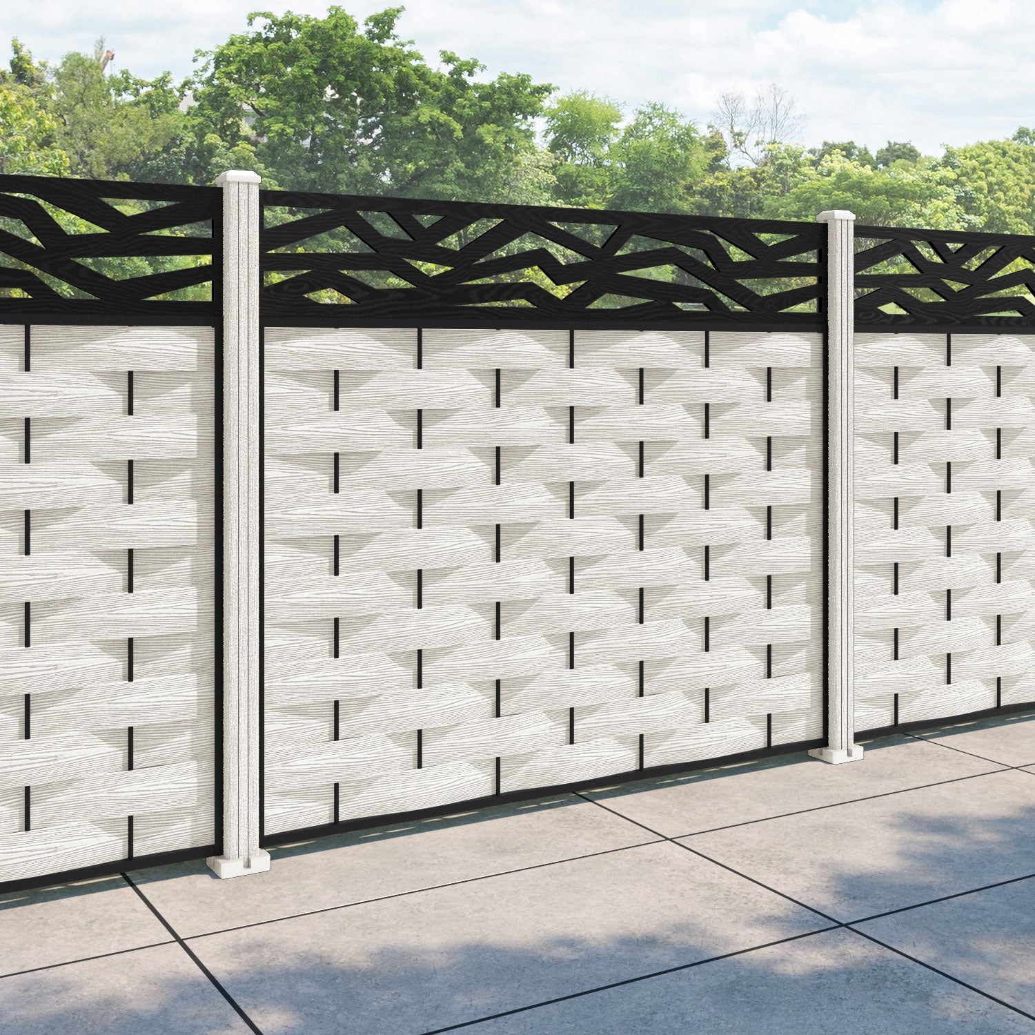 Ripple Zenith Fence Panel - Light Stone - with our composite posts