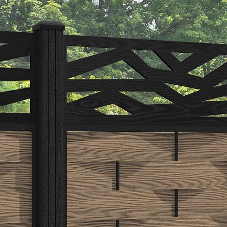 Ripple Zenith Fence Panel - Teak - with our composite posts