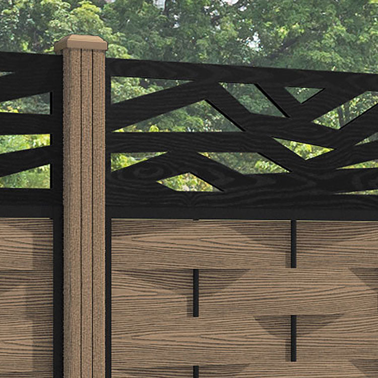 Ripple Zenith Fence Panel - Teak - with our composite posts