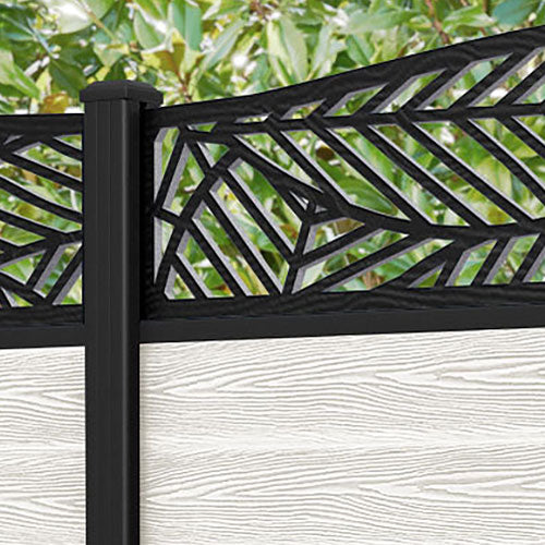 Classic Habitat Curved Top Fence Panel - Light Stone - with our aluminium posts