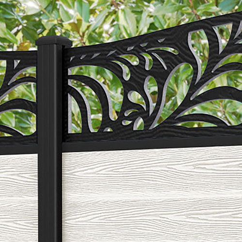 Classic Petal Curved Top Fence Panel - Light Stone - with our aluminium posts